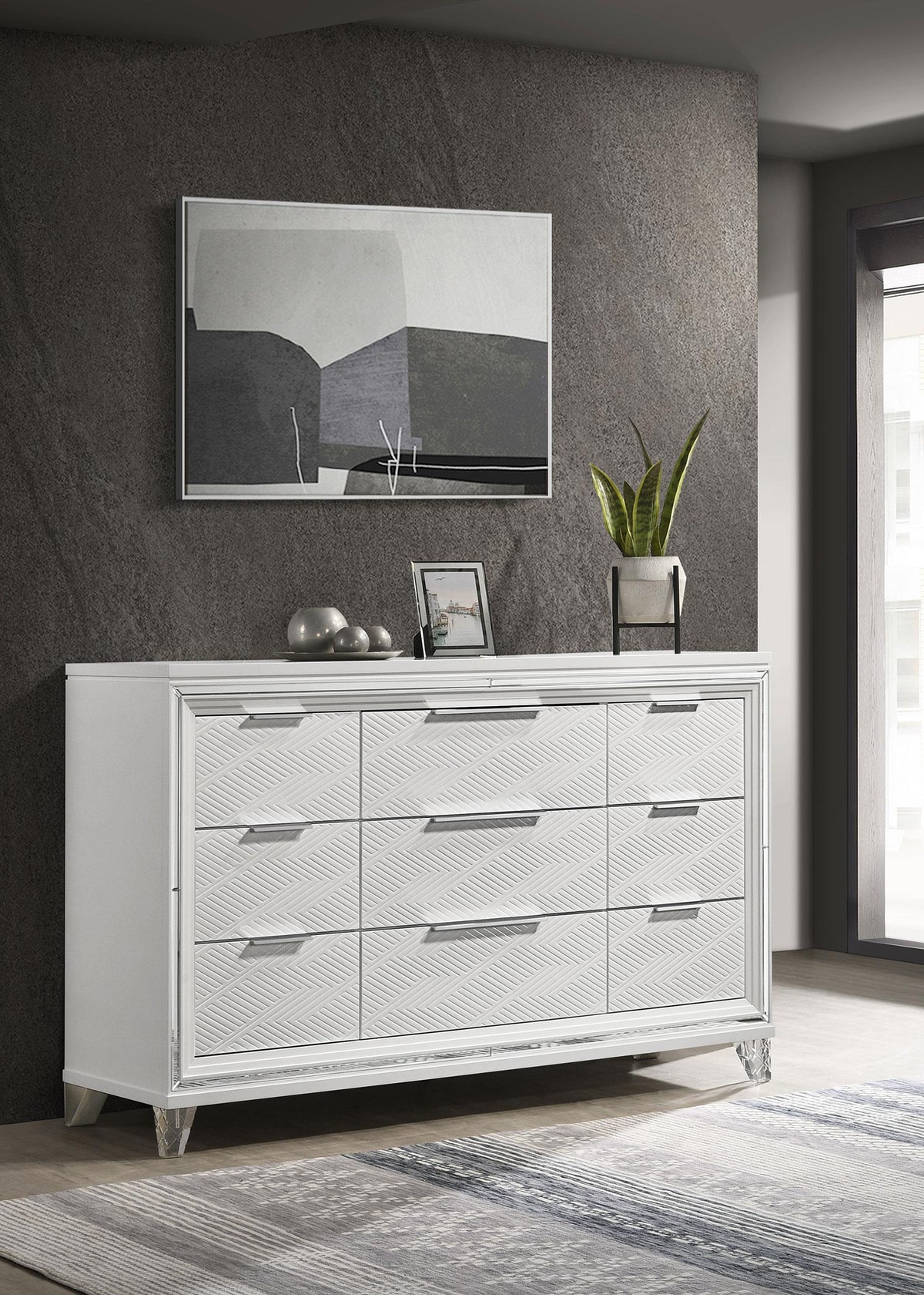 Marmore White 9-Drawer Dresser from Coaster - Luna Furniture