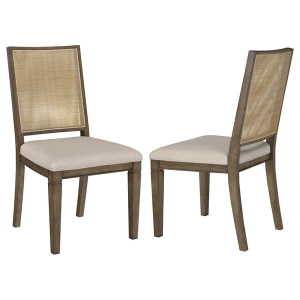 Matisse Brown Woven Rattan Back Upholstered Dining Side Chair