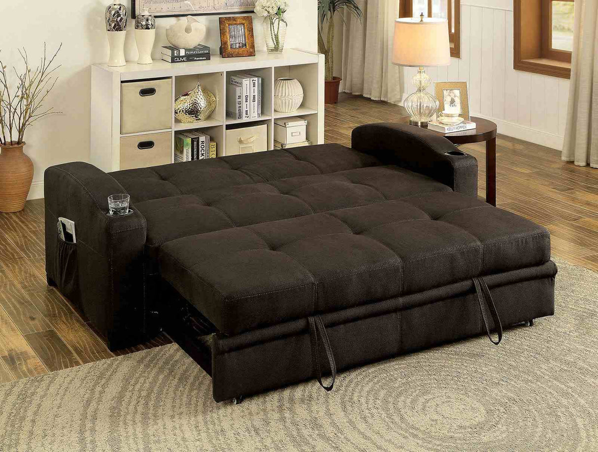 Mavis Dark Brown Futon Sofa from Furniture of America - Luna Furniture