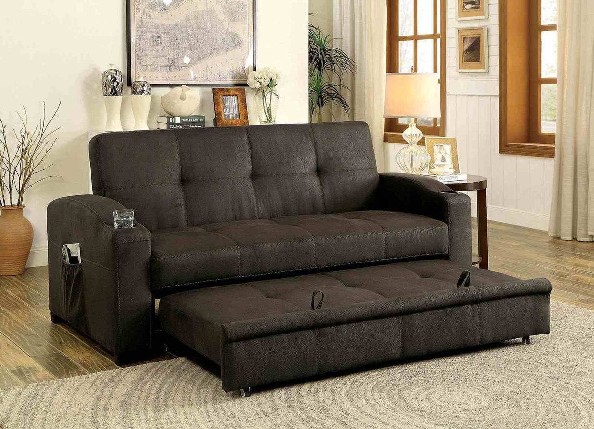 Mavis Dark Brown Futon Sofa from Furniture of America - Luna Furniture