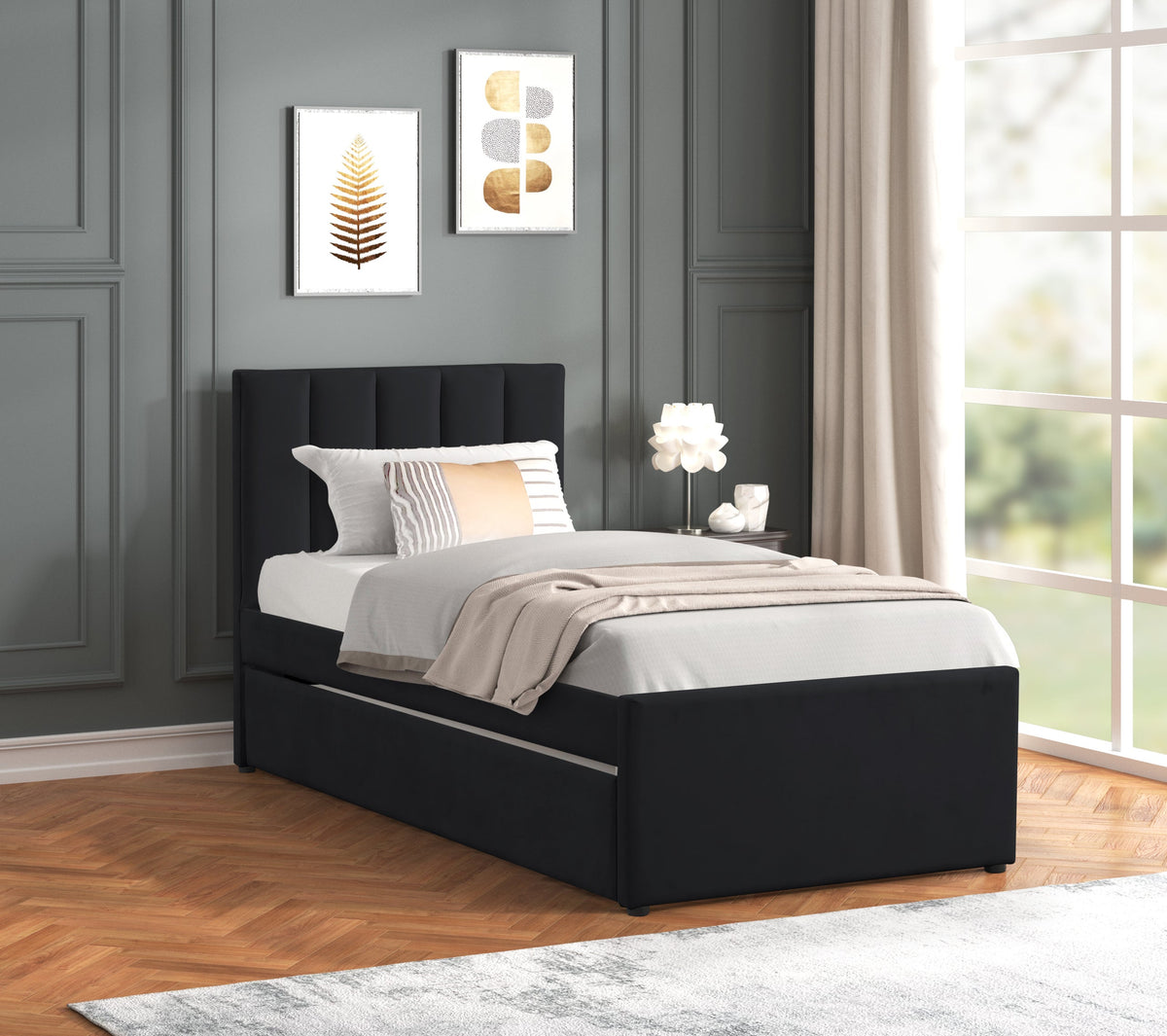 Maya Black Full Platform Bed with Trundle from Happy Homes - Luna Furniture