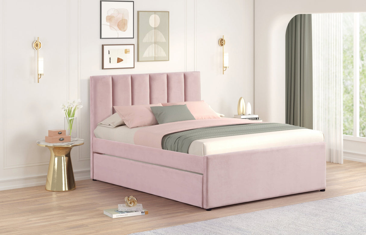 Maya Pink Twin Platform Bed with Trundle from Happy Homes - Luna Furniture