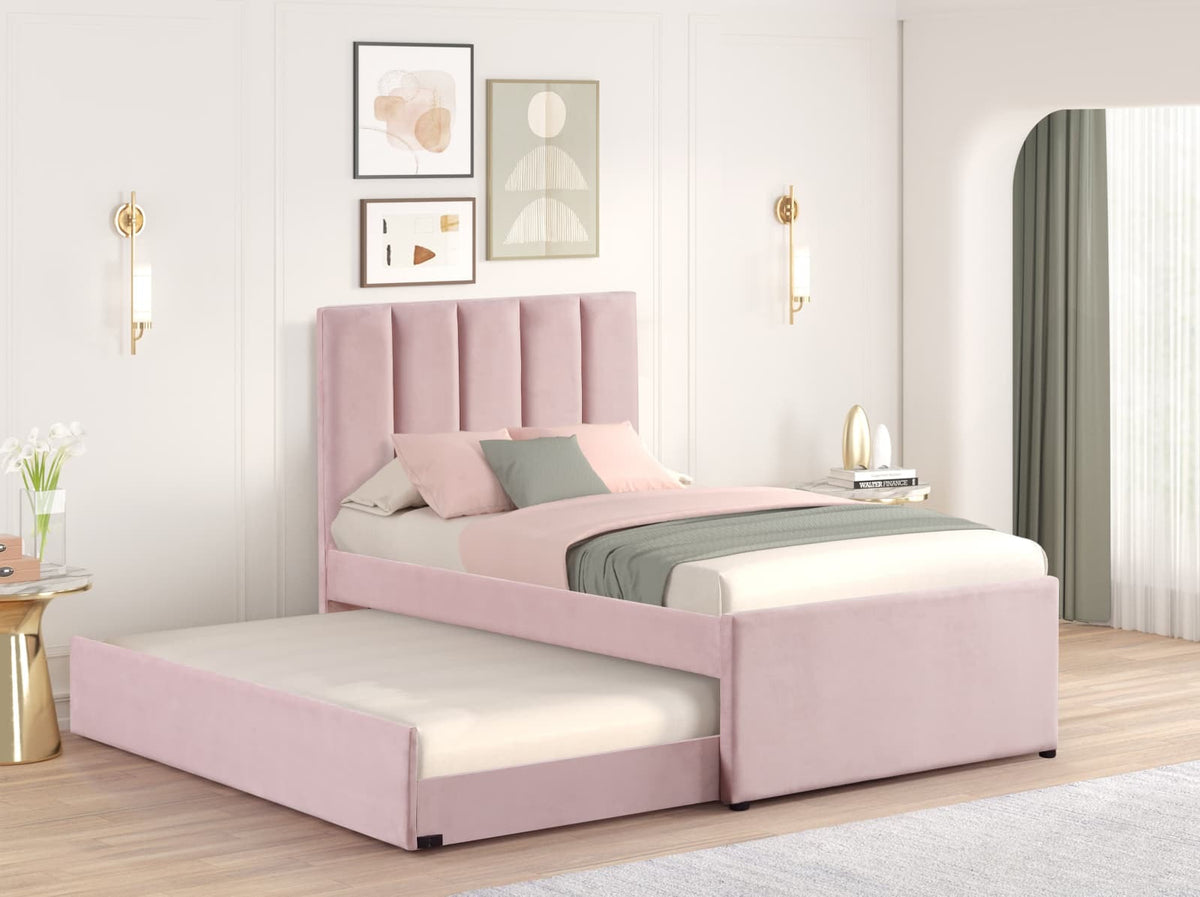 Maya Pink Twin Platform Bed with Trundle from Happy Homes - Luna Furniture