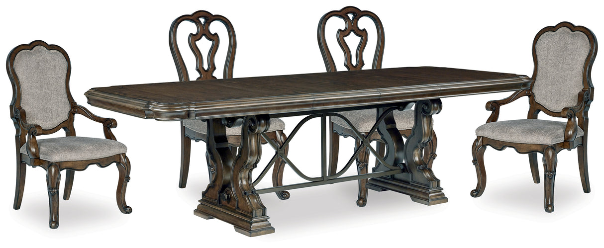 Maylee Dark Brown Dining Table and 4 Chairs from Ashley Furniture - Luna Furniture