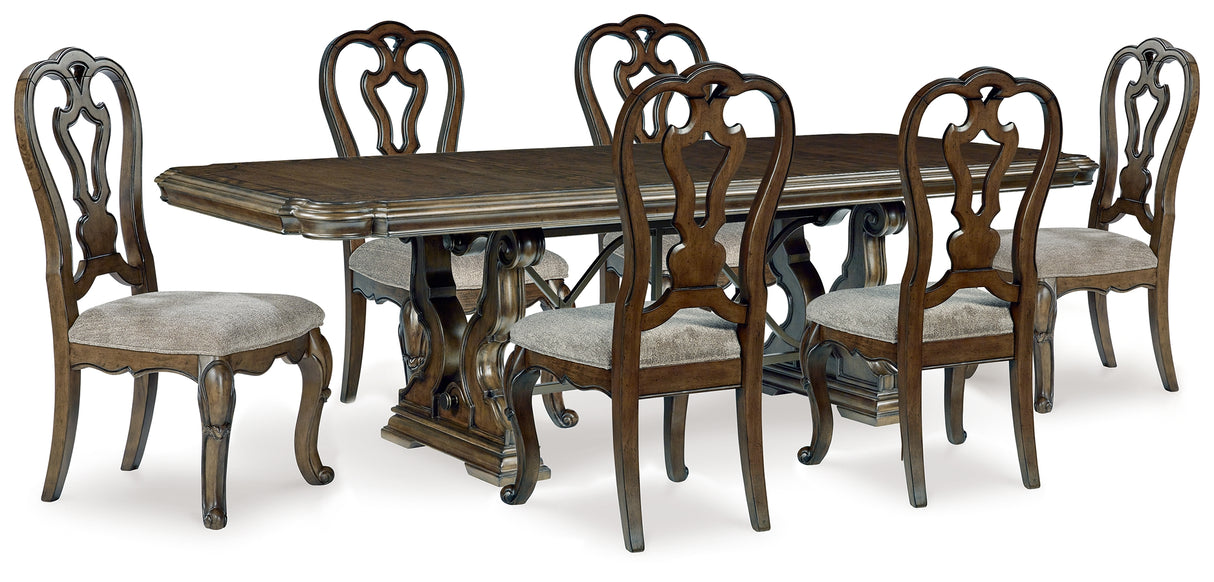 Maylee Dark Brown Dining Table and 6 Chairs from Ashley Furniture - Luna Furniture