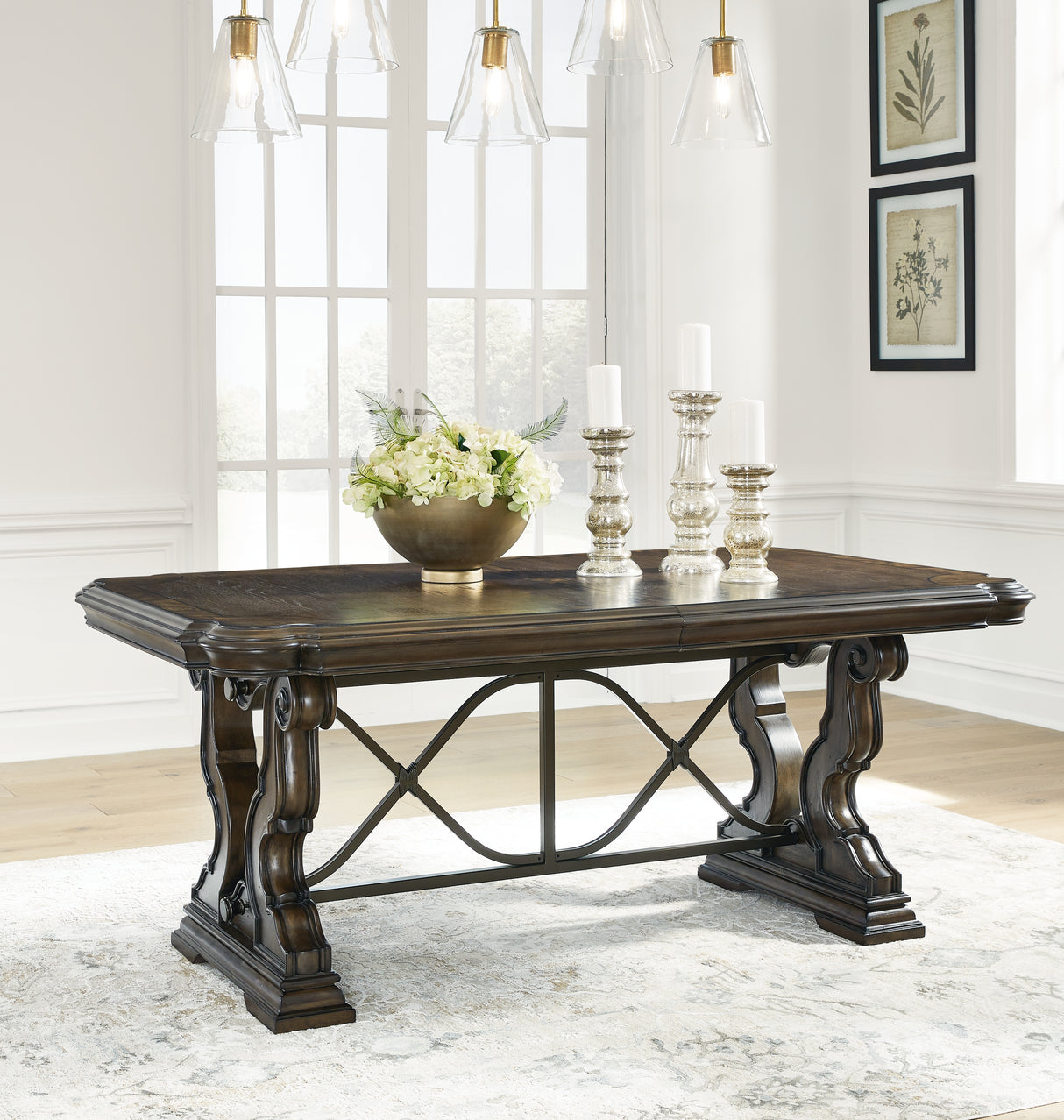 Maylee Dark Brown Dining Table and 6 Chairs from Ashley Furniture - Luna Furniture