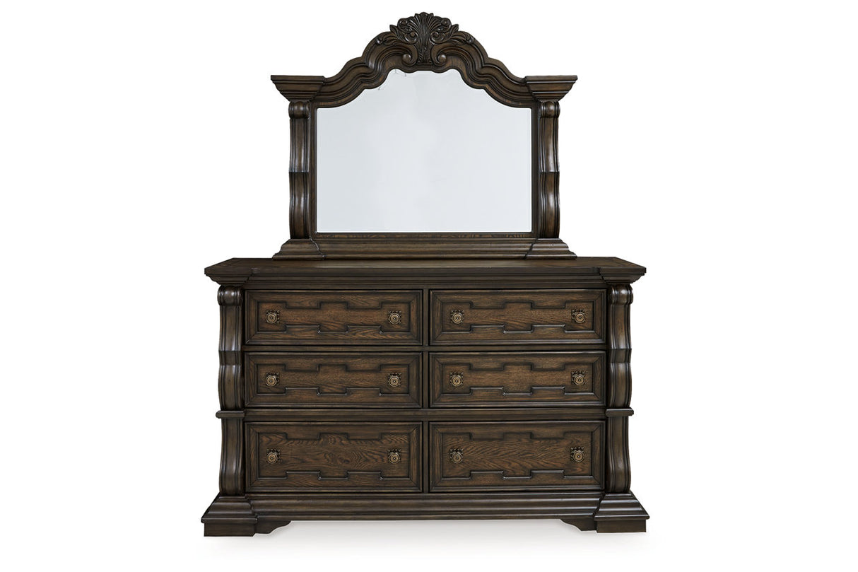 Maylee Dark Brown Upholstered Canopy Bedroom Set from Ashley - Luna Furniture