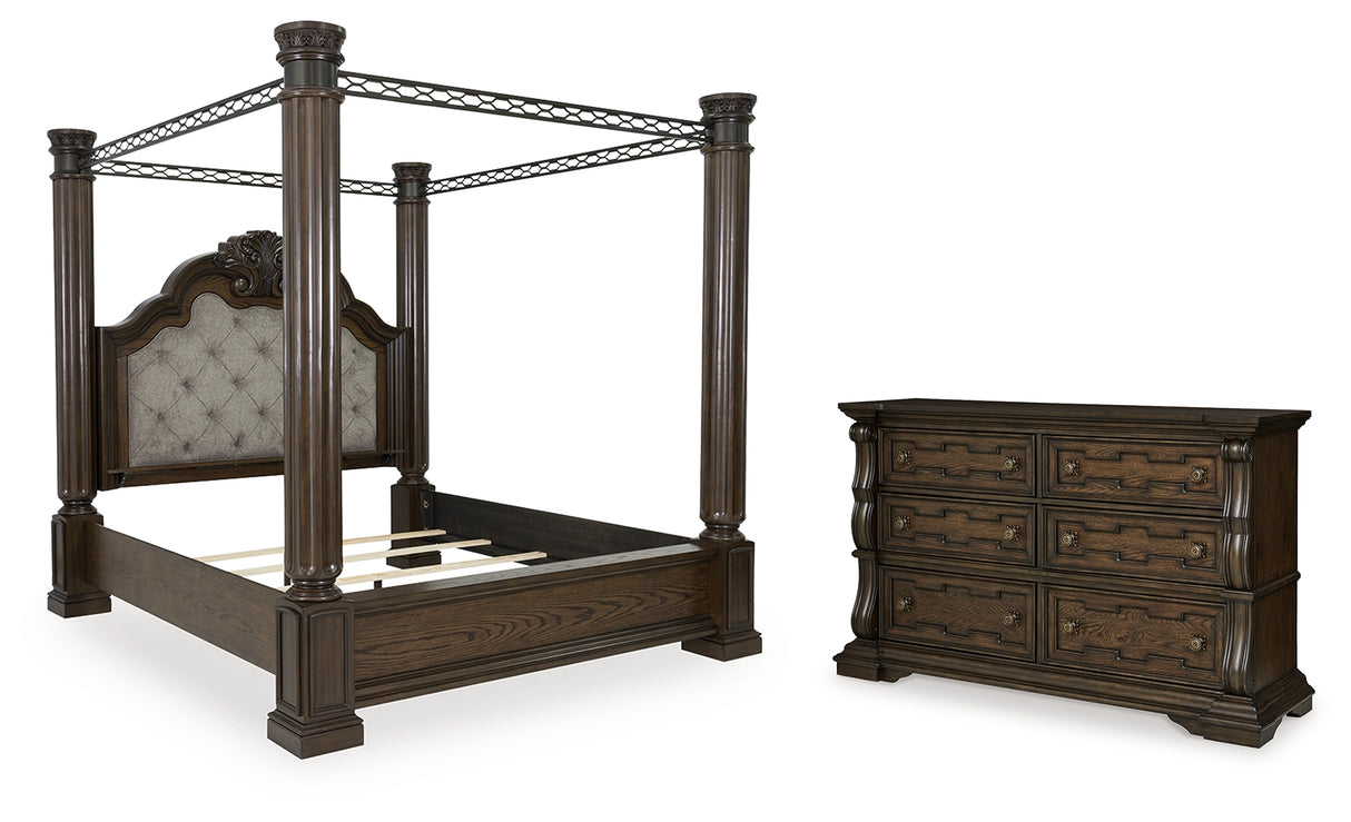 Maylee King Canopy Bed with Dresser in Dark Brown from Ashley - Luna Furniture