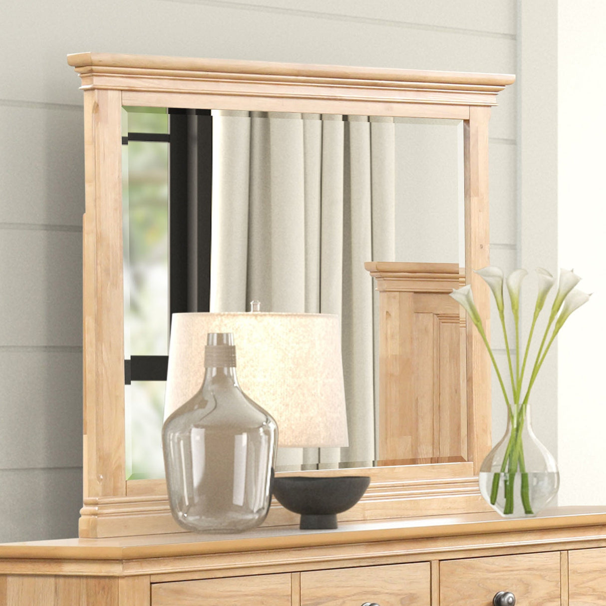 McHenry Natural Oak Mirror (Mirror Only) from Furniture of America - Luna Furniture