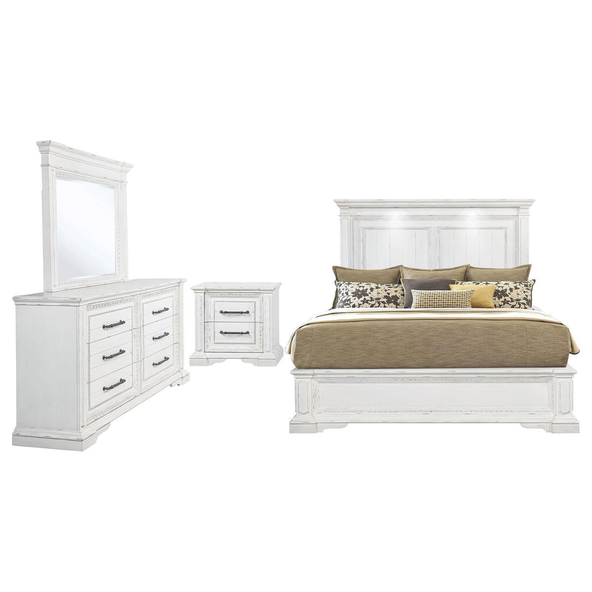 McKinney Vintage White 4-Piece Queen Bedroom Set from Coaster - Luna Furniture