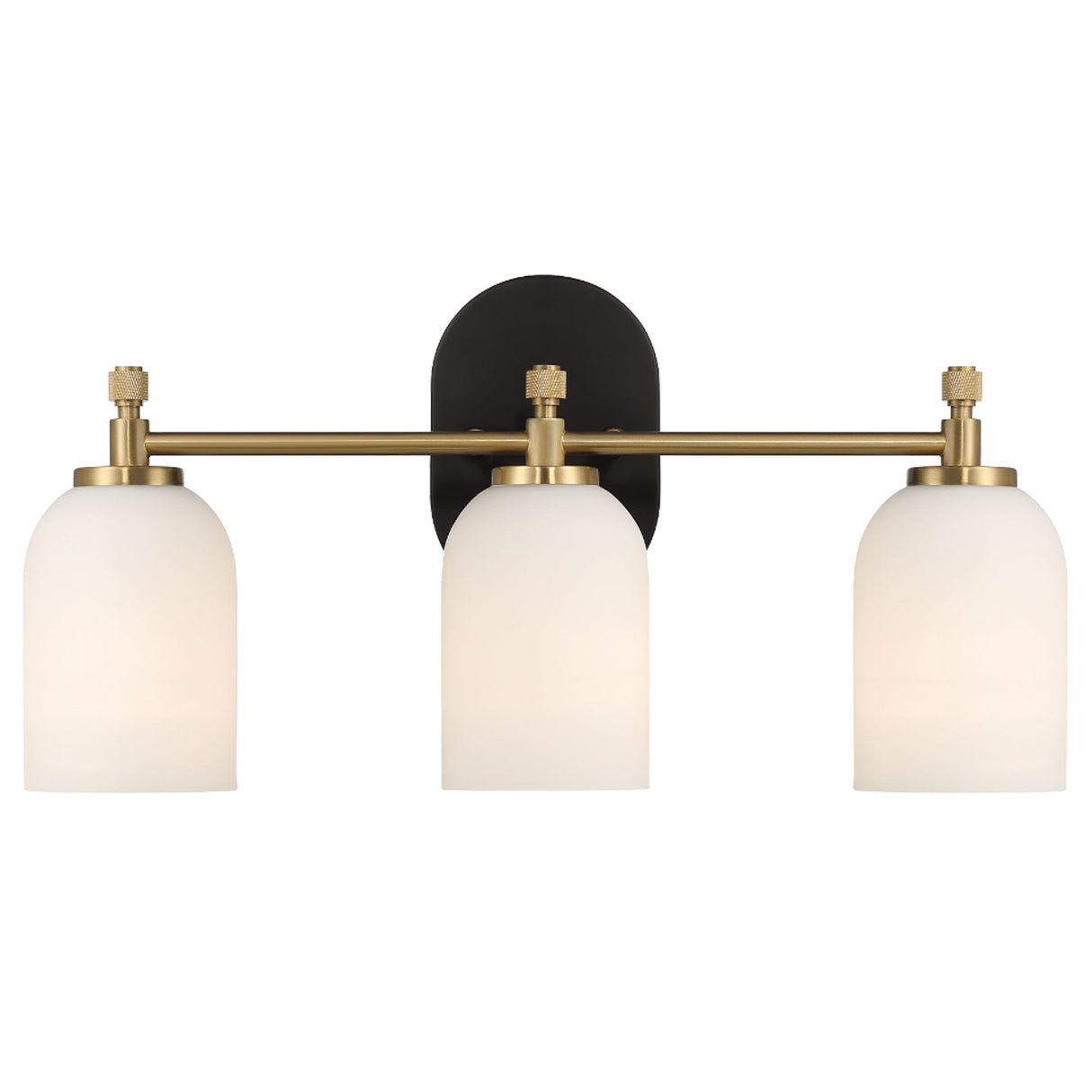 Meadows Three Lights Vanity Brushed Gold Bathroom Wall Light for Bathroom Over Mirror 20.5"W × 10.125"H × 5.5"E with White Frosted Glass from Ashcroft Furniture - Luna Furniture