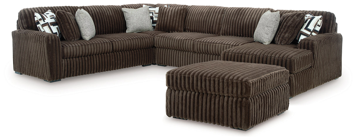 Midnight-Madness 4-Piece Sectional and Oversized Accent Ottoman from Ashley - Luna Furniture