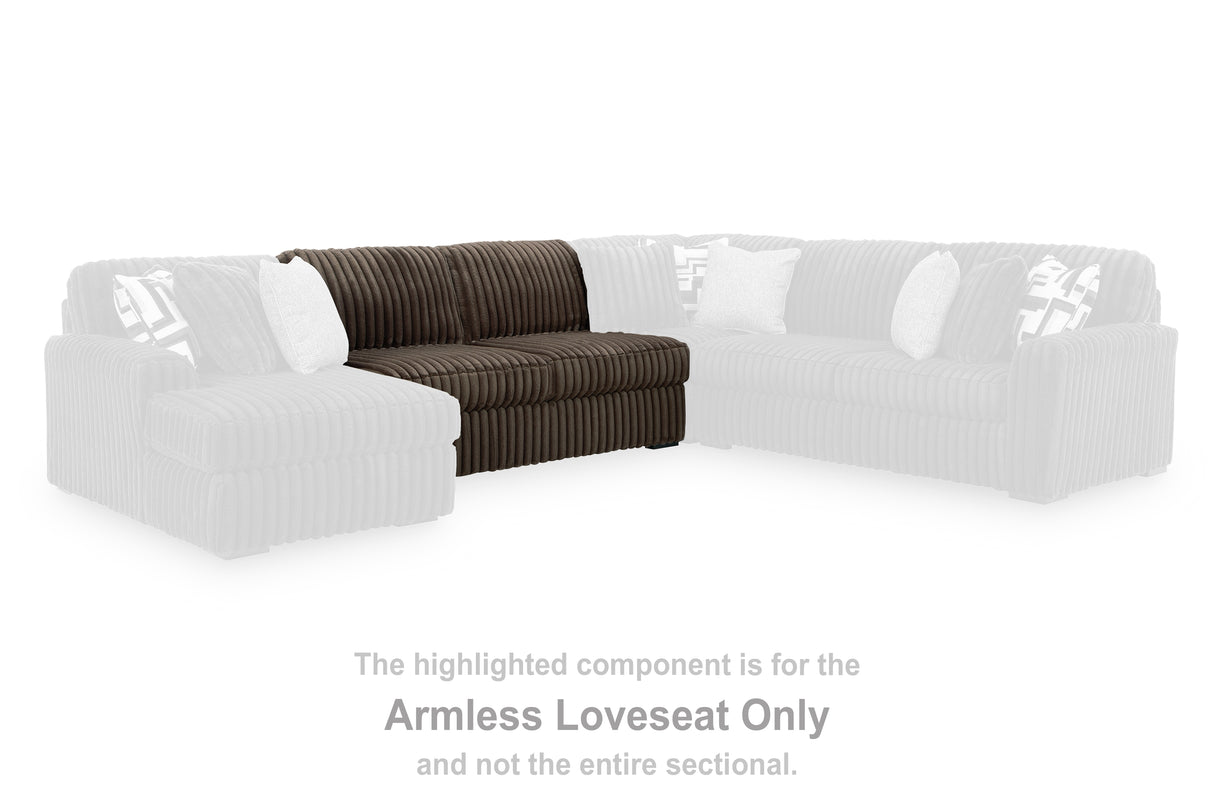 Midnight-Madness Chocolate Armless Loveseat from Ashley Furniture - Luna Furniture
