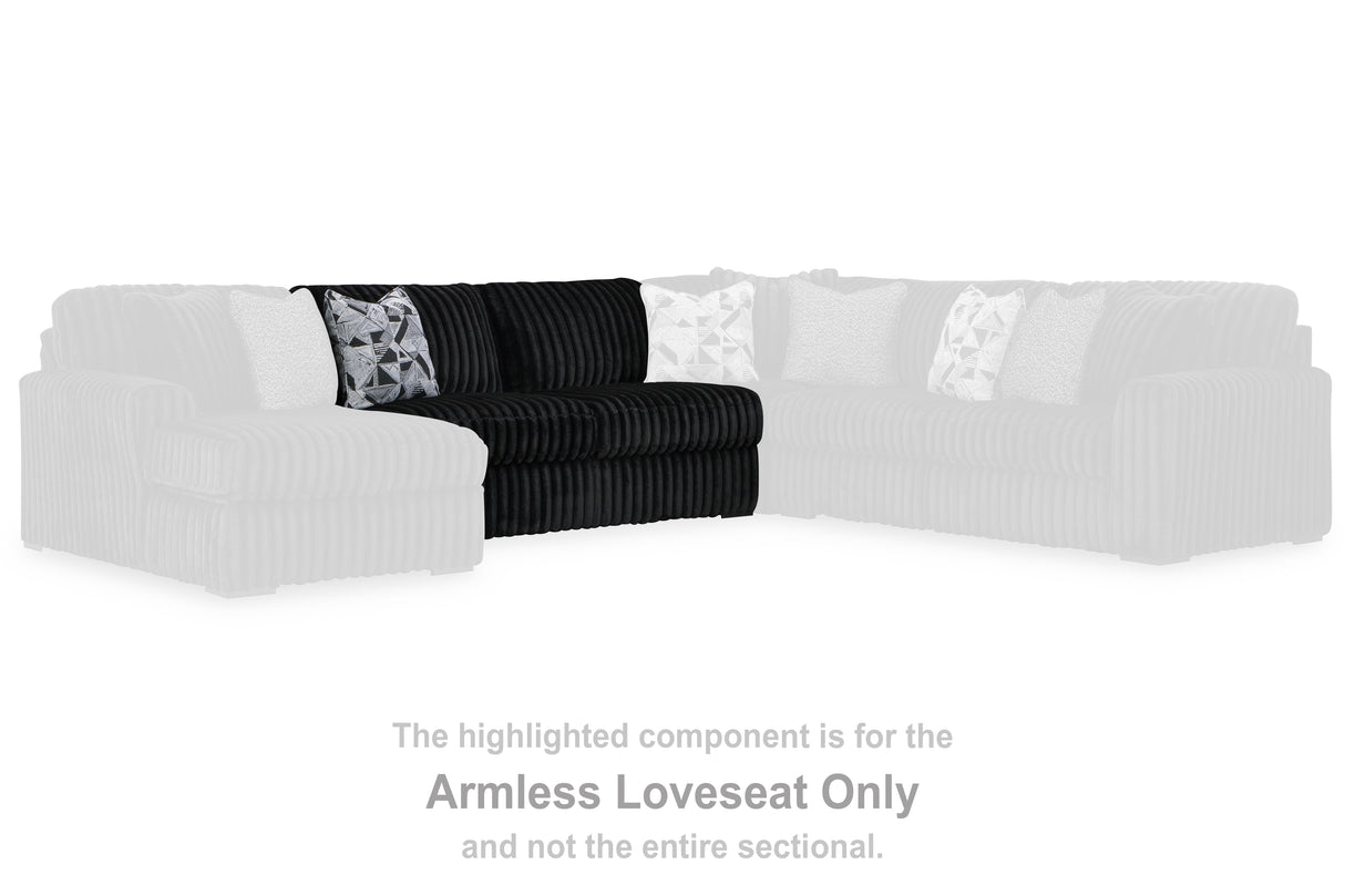 Midnight-Madness Onyx Armless Loveseat from Ashley - Luna Furniture