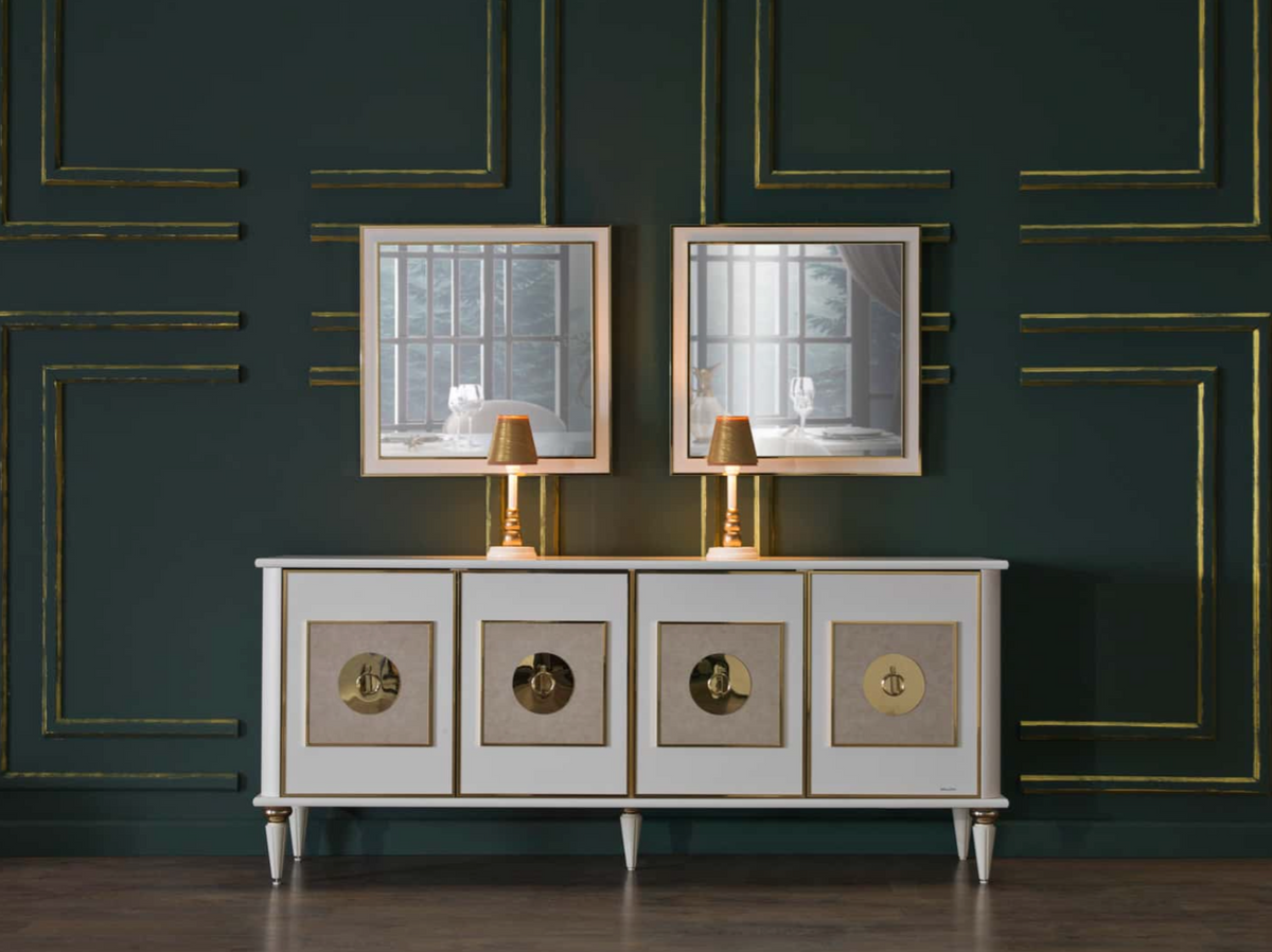 Mistral Opak White/Leather Console/Buffet from Bellona - Luna Furniture
