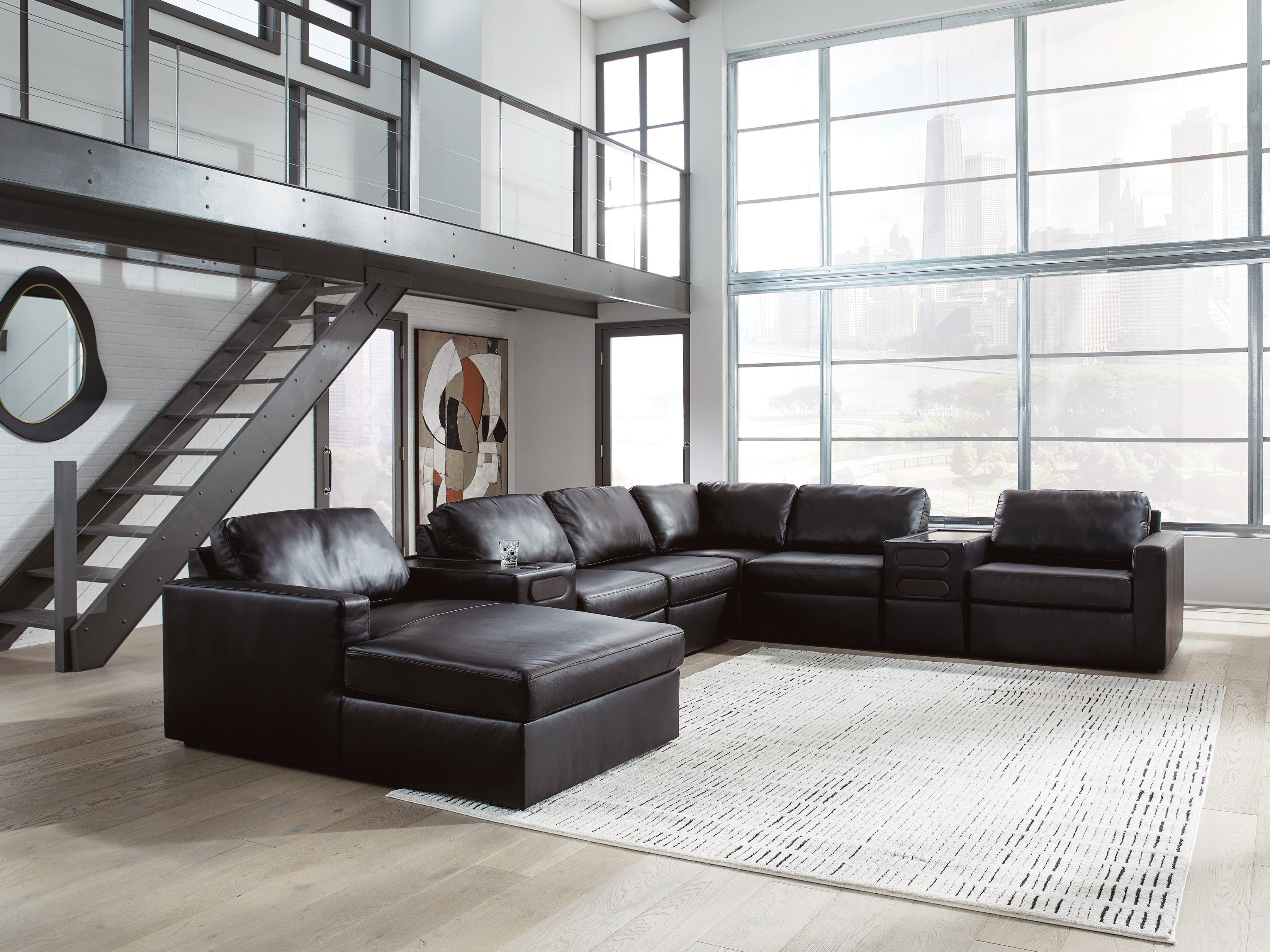ModMax II Black 8-Piece Sectional with LAF Chaise and Audio
