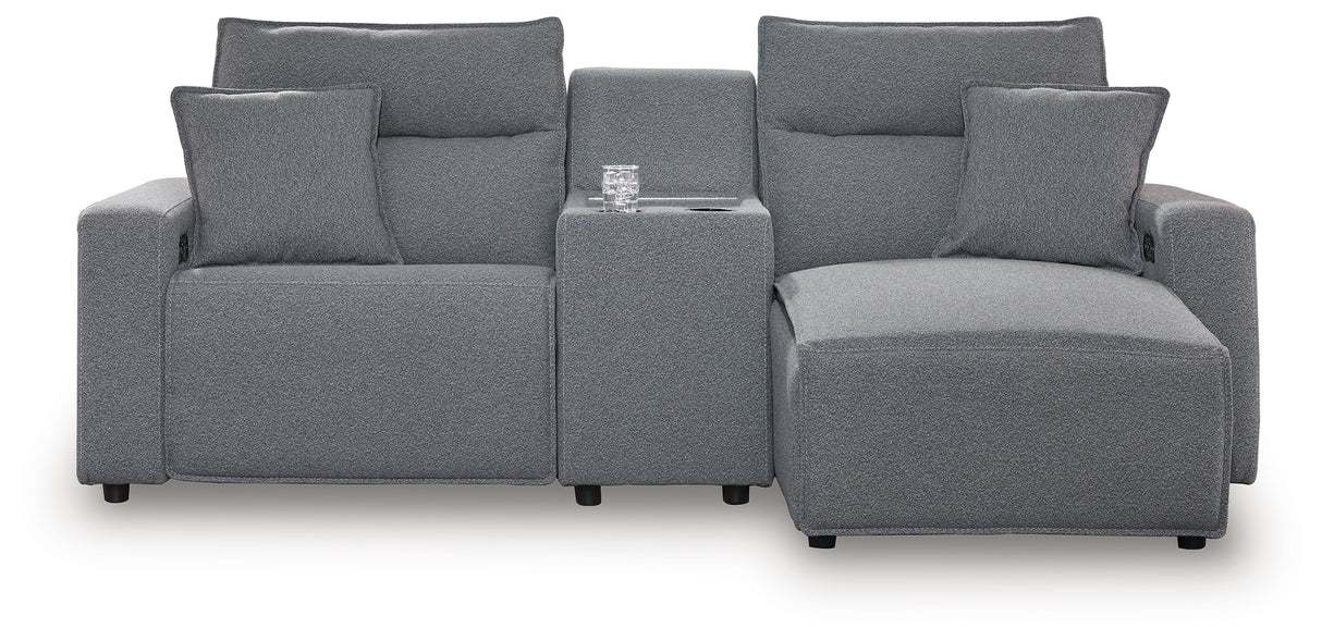 Modmax II Salt and Pepper 3-Piece RAF Power Reclining Sectional with Console from Ashley - Luna Furniture