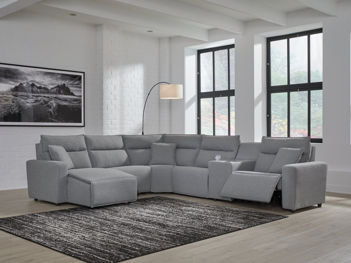 Modmax II Salt and Pepper 6-Piece Power Reclining Sectional with Chaise from Ashley - Luna Furniture