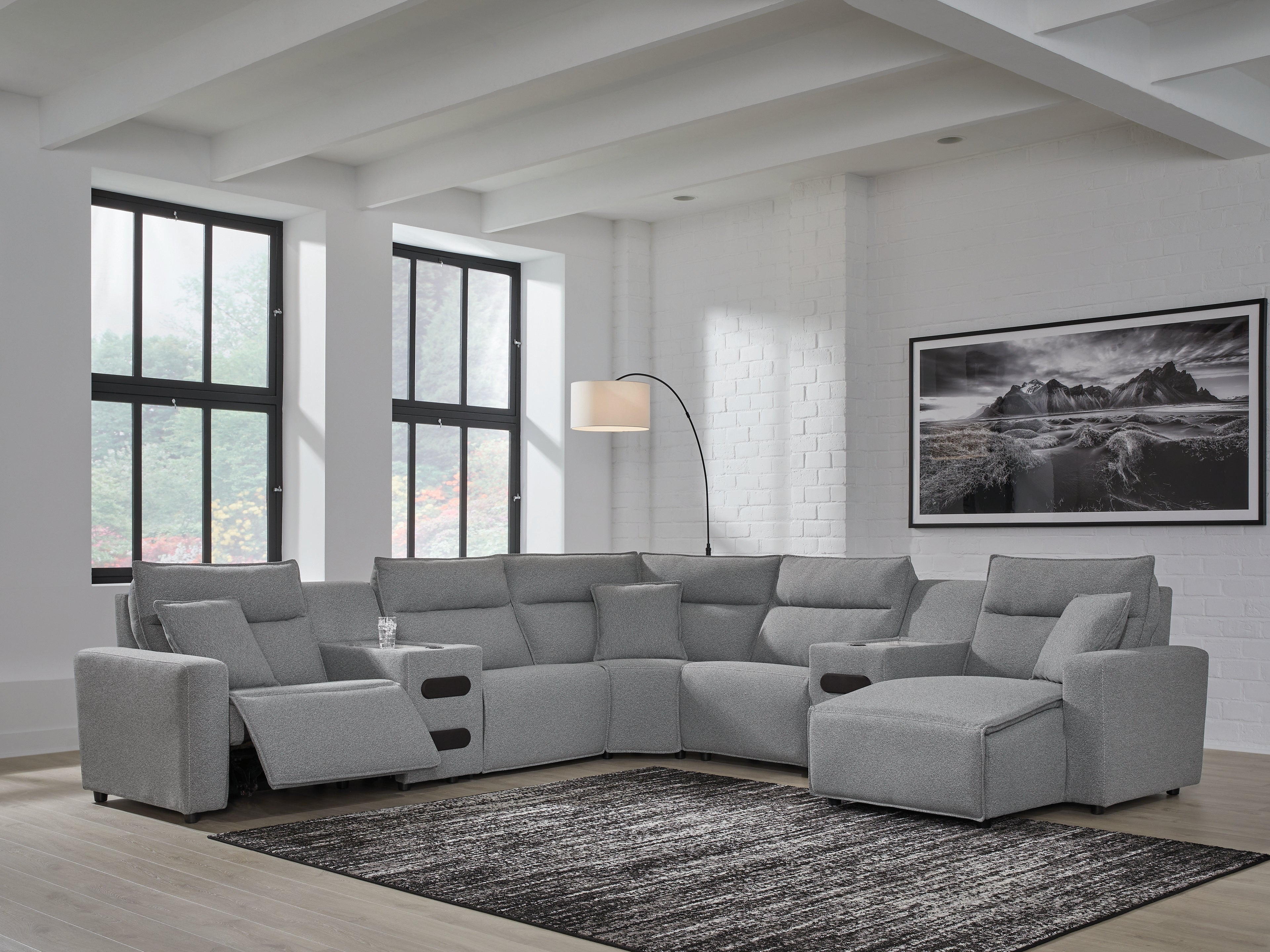 ambient lounge グレー×キルティング M high Modmax II Salt and Pepper 7-Piece Power Reclining Sectional with