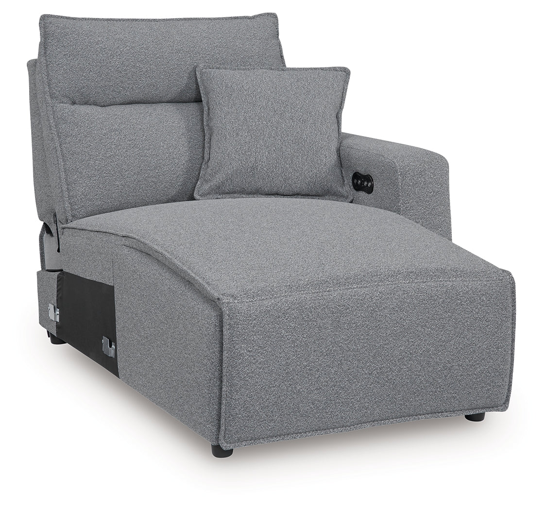 Modmax II Salt and Pepper Right-Arm Facing Press Back Power Chaise from Ashley - Luna Furniture