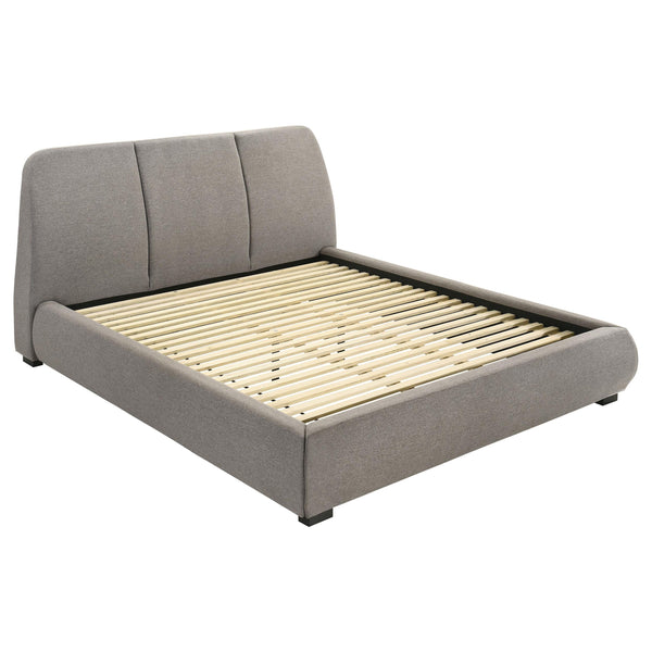 Mokena Taupe 46-inch Upholstered Eastern King Platform Bed