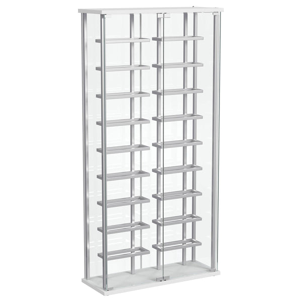 Montara Chrome Tempered Glass Wine Storage Display Curio Cabinet with LED Lighting