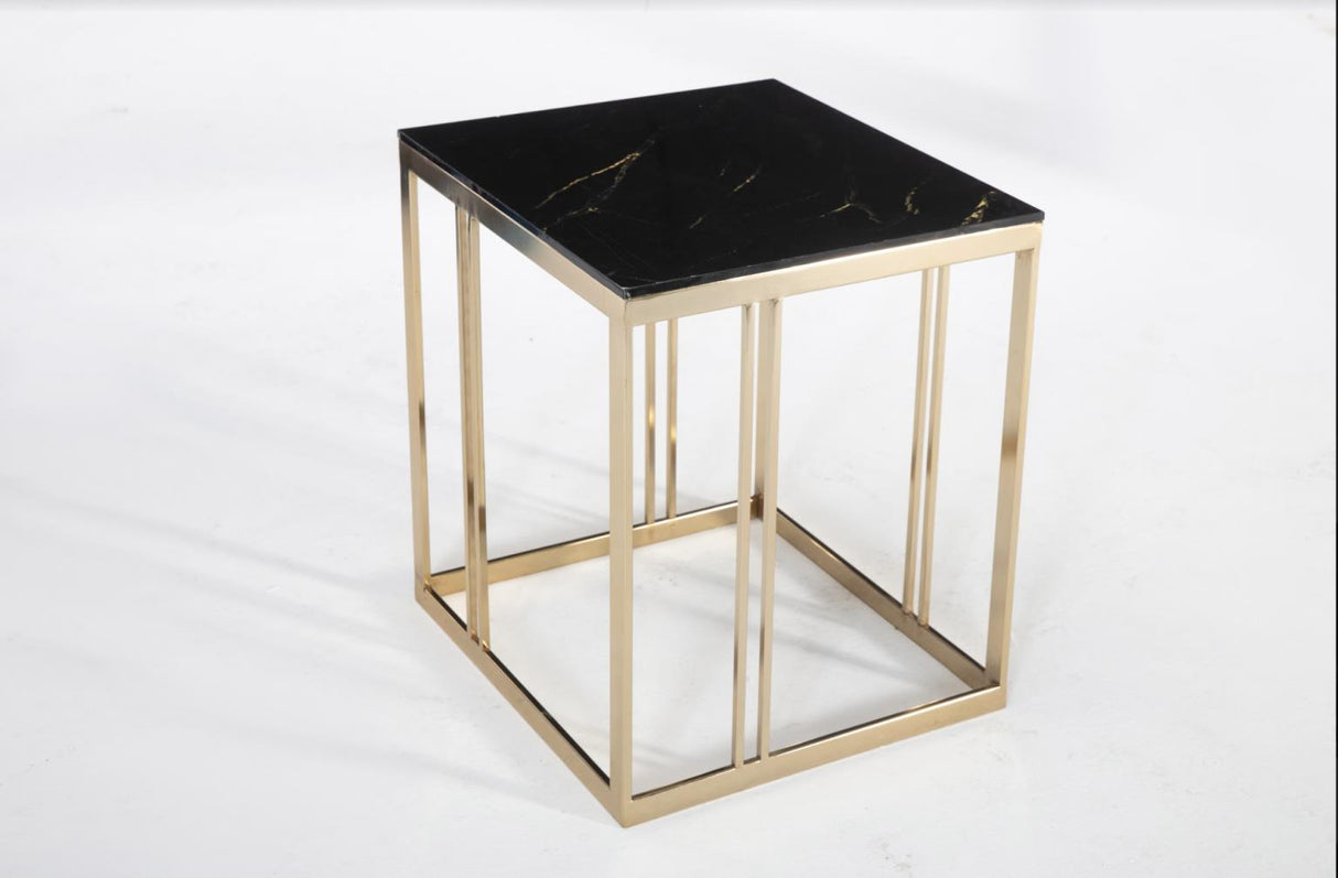 Montego Walnut/Carlino Marble Side Table from Bellona - Luna Furniture