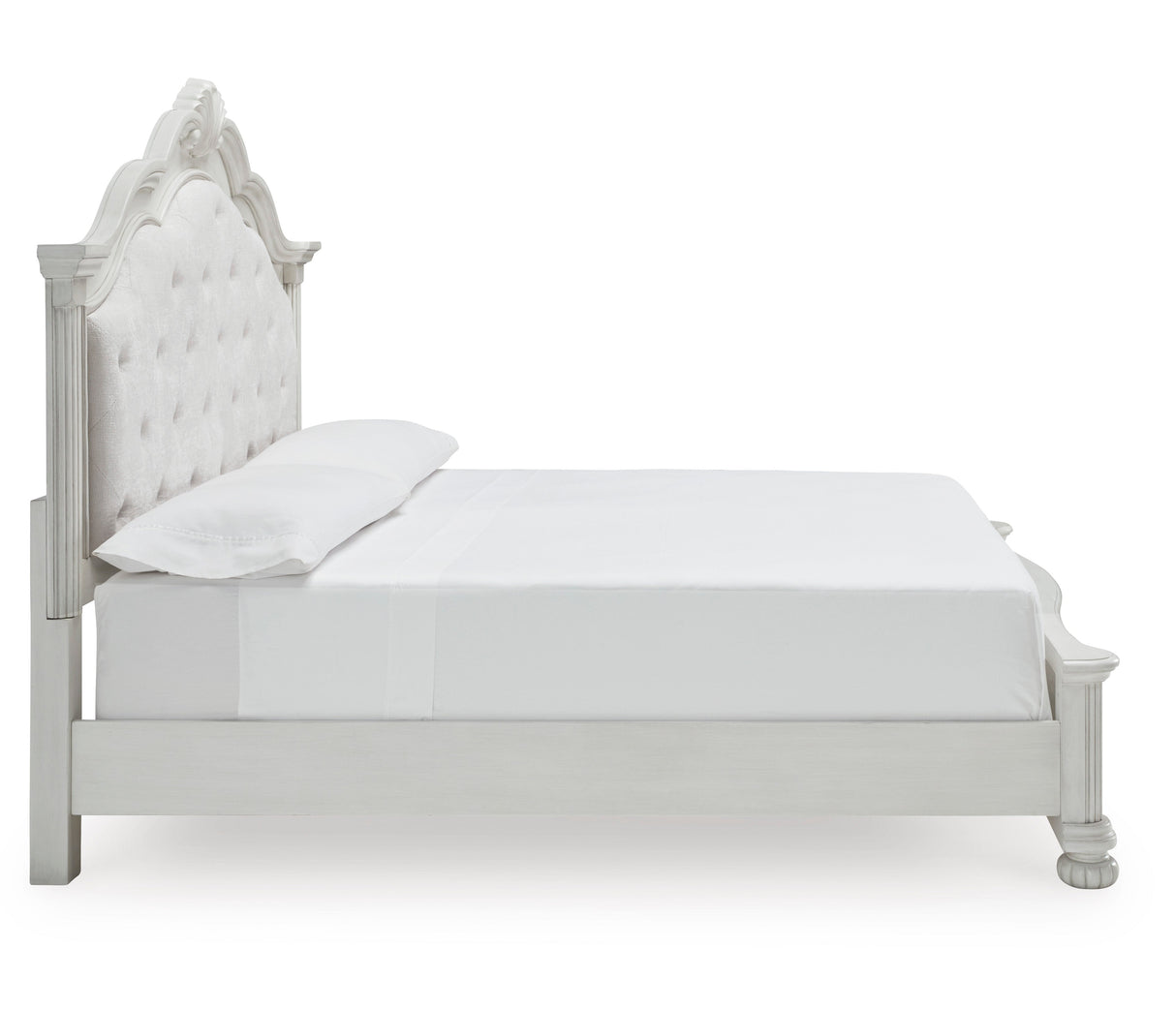 Montelaine Antique White California King Upholstered Panel Bed from Ashley - Luna Furniture