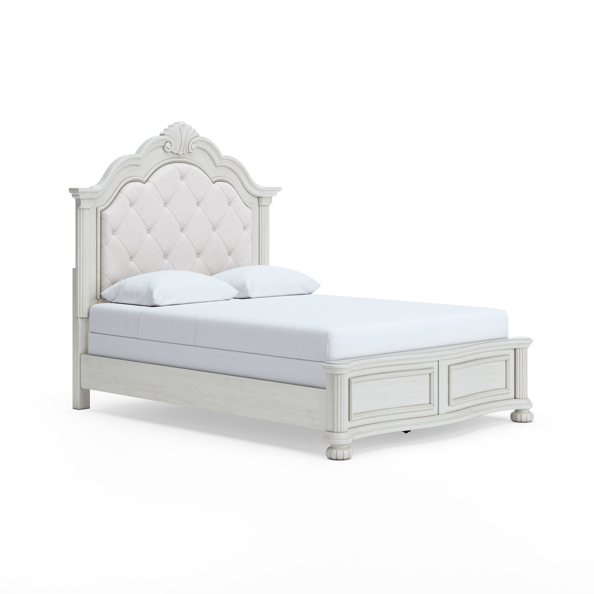 Montelaine Antique White Upholstered Panel Bedroom Set from Ashley - Luna Furniture