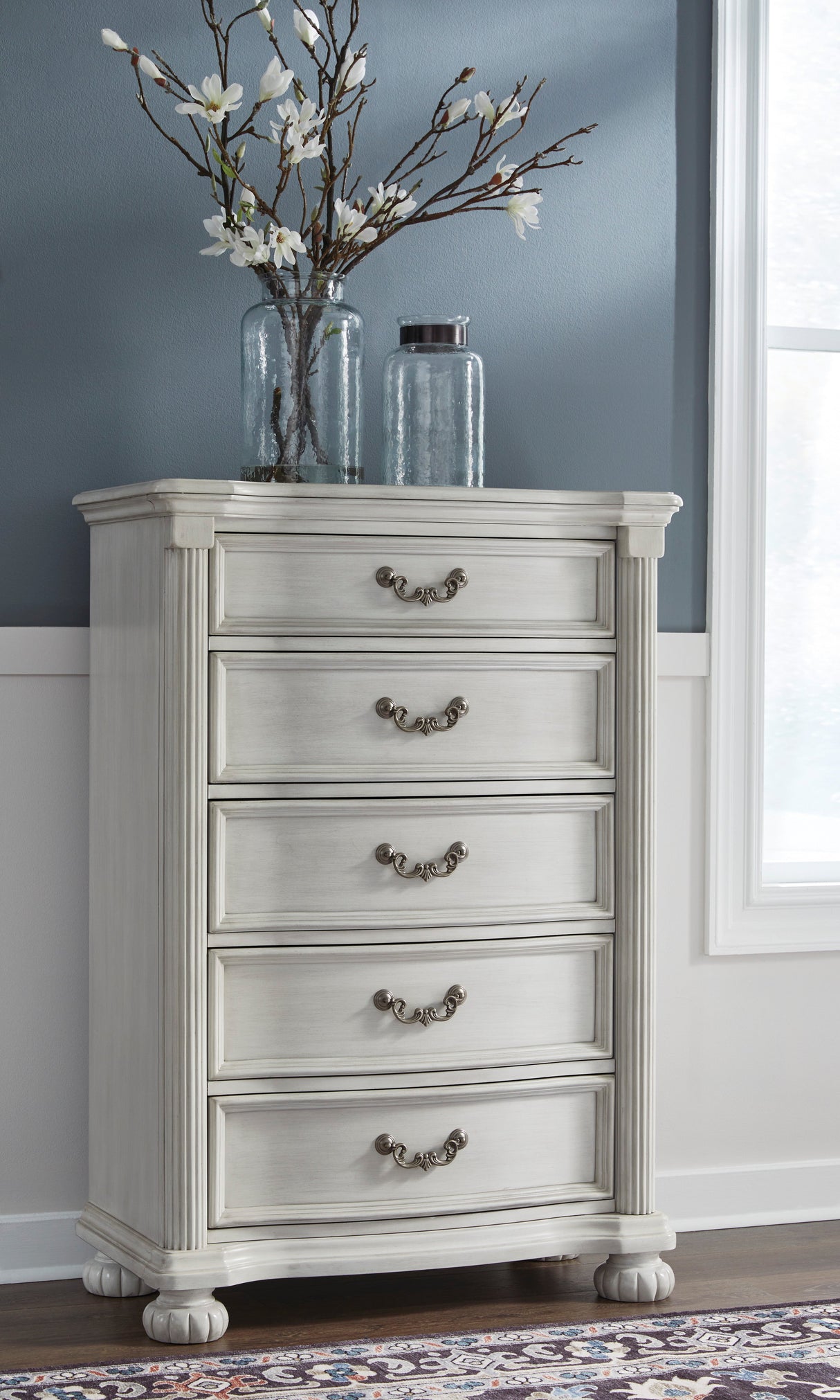 Montelaine Antique White Upholstered Panel Bedroom Set from Ashley - Luna Furniture