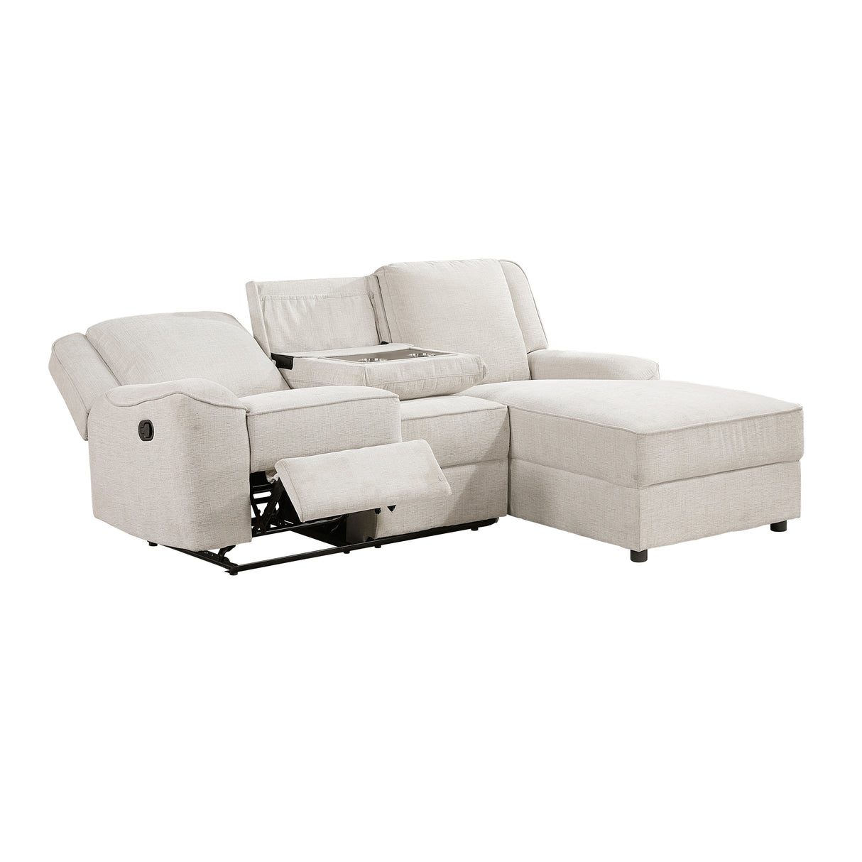 Monterey Beige Chenille Reclining Sectional with Right Chaise from Homelegance - Luna Furniture