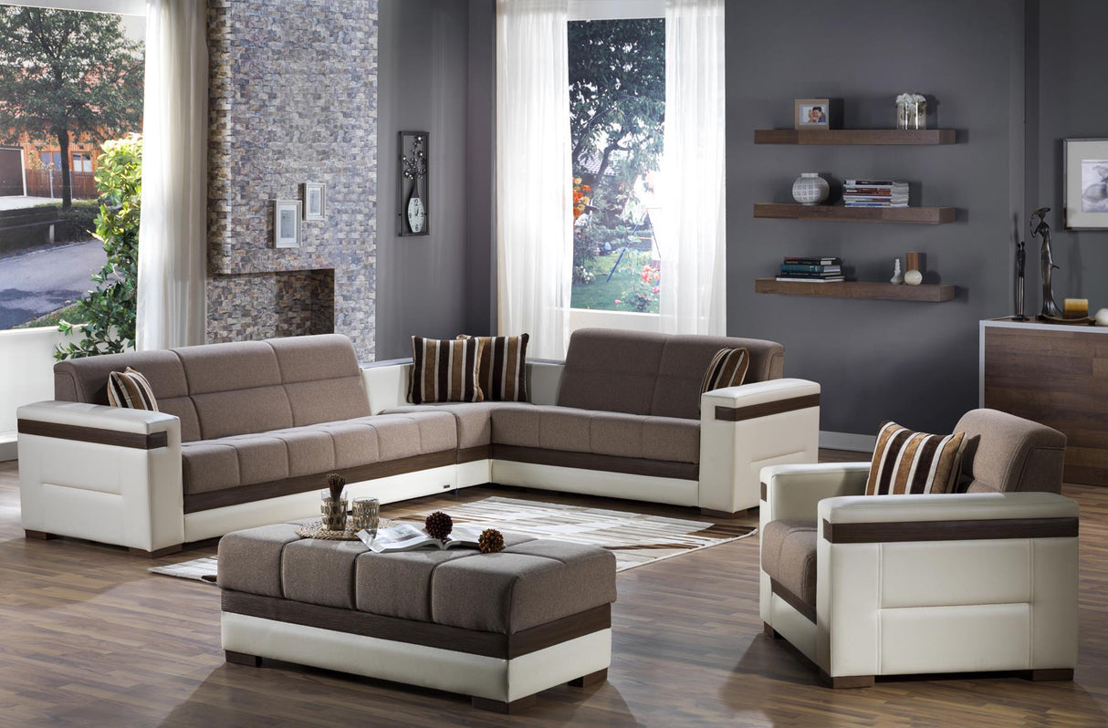 Moon Platin Mustard Storage Sleeper Sectional from Bellona - Luna Furniture