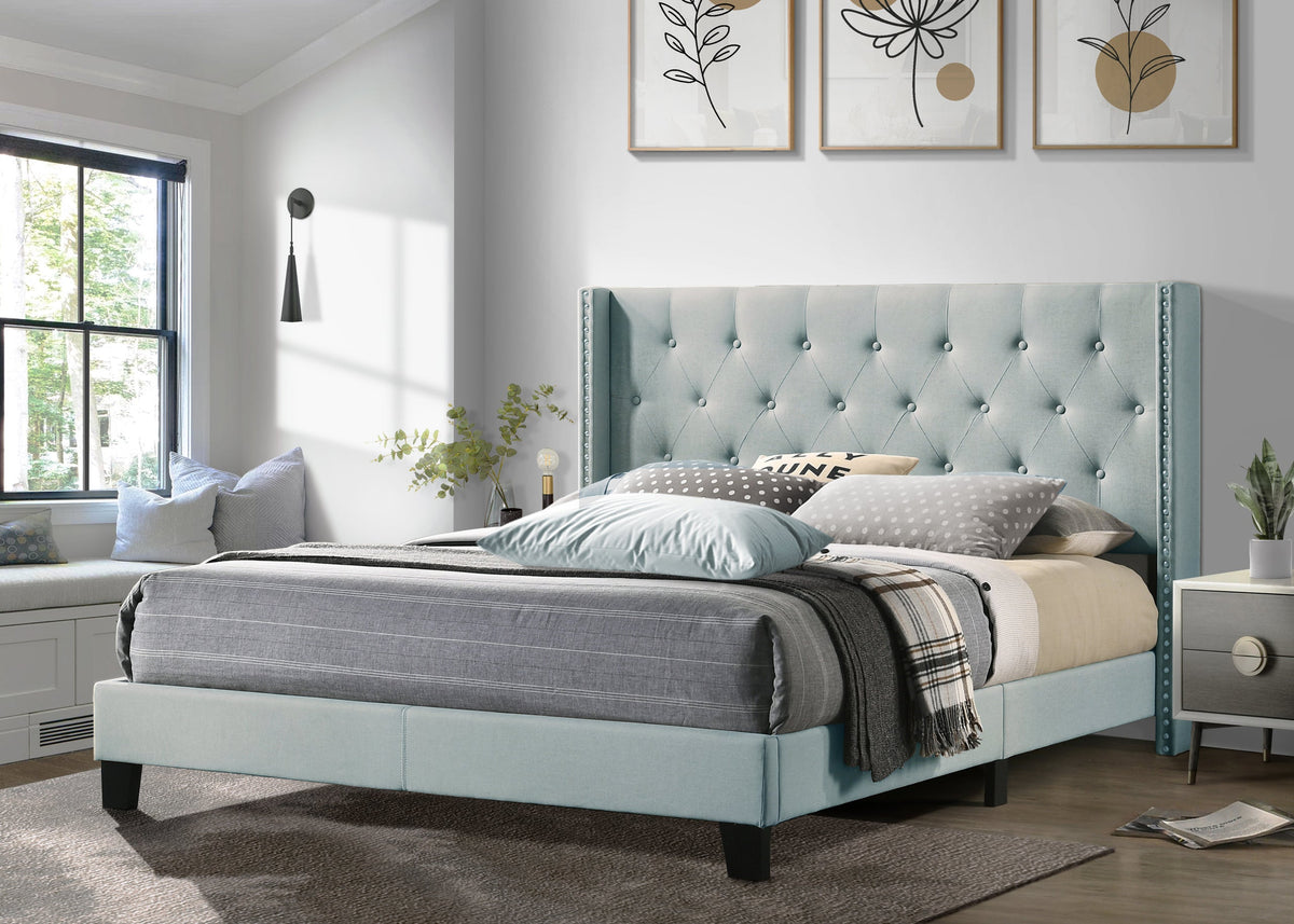 Moonstar Grayish Blue Queen Platform Bed from Happy Homes - Luna Furniture