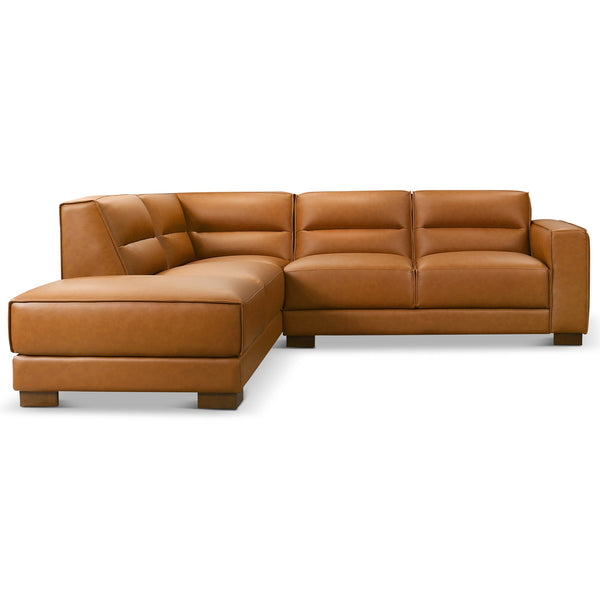 Muncie Cognac Vegan Leather LAF Sectional Sofa with Plush Cushions