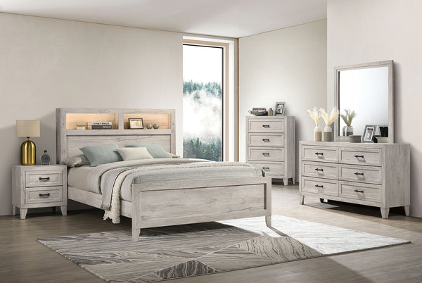 Mysen White Wash King Bed