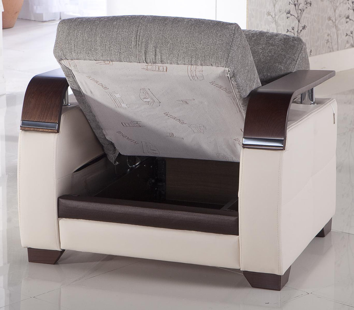 Natural Valencia Gray Storage Sleeper Sectional from Bellona - Luna Furniture