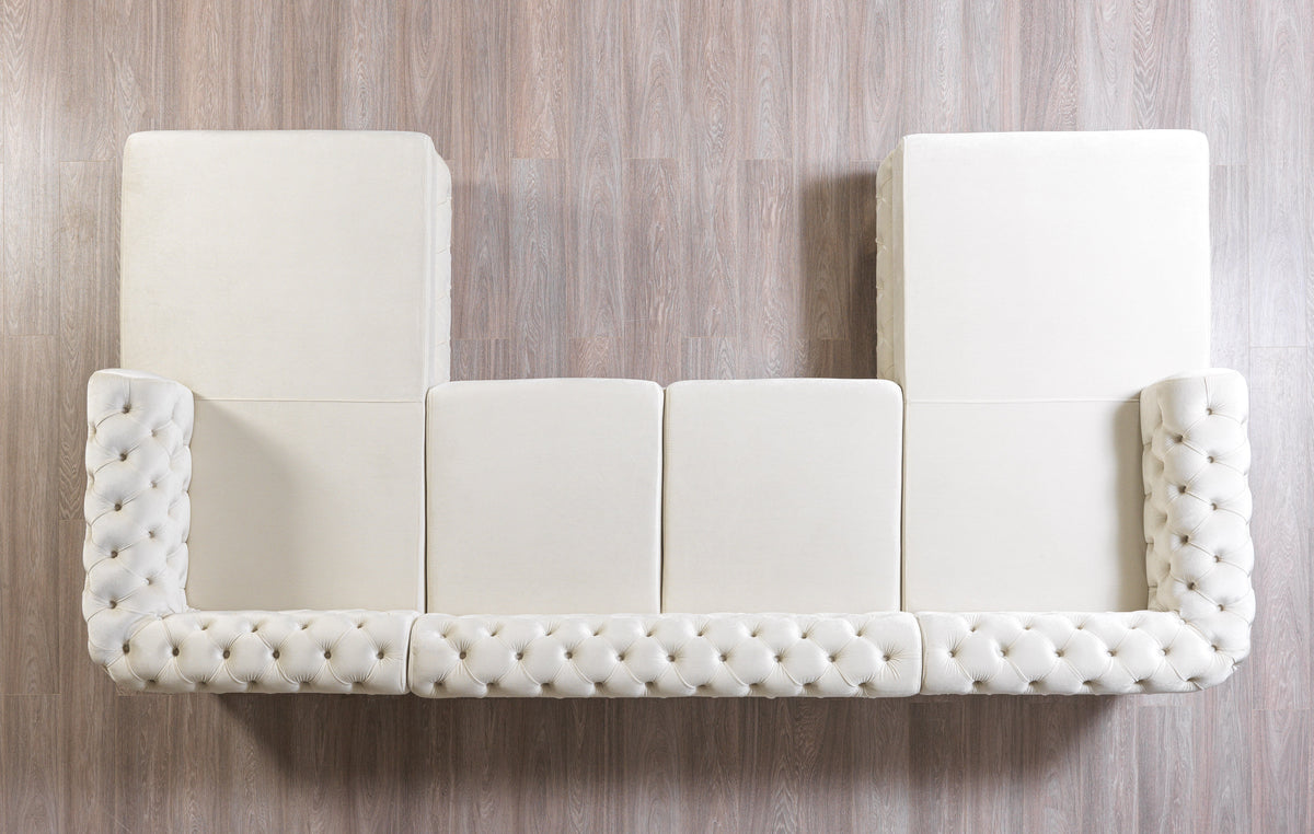Matilda Ivory Velvet Double Chaise Sectional from Nova Furniture - Luna Furniture