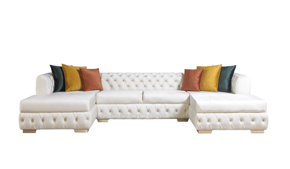 Matilda Ivory Velvet Double Chaise Sectional from Nova Furniture - Luna Furniture