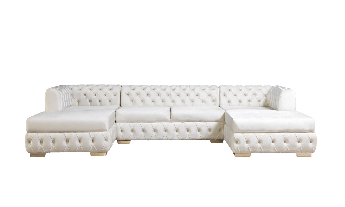 Matilda Ivory Velvet Double Chaise Sectional from Nova Furniture - Luna Furniture