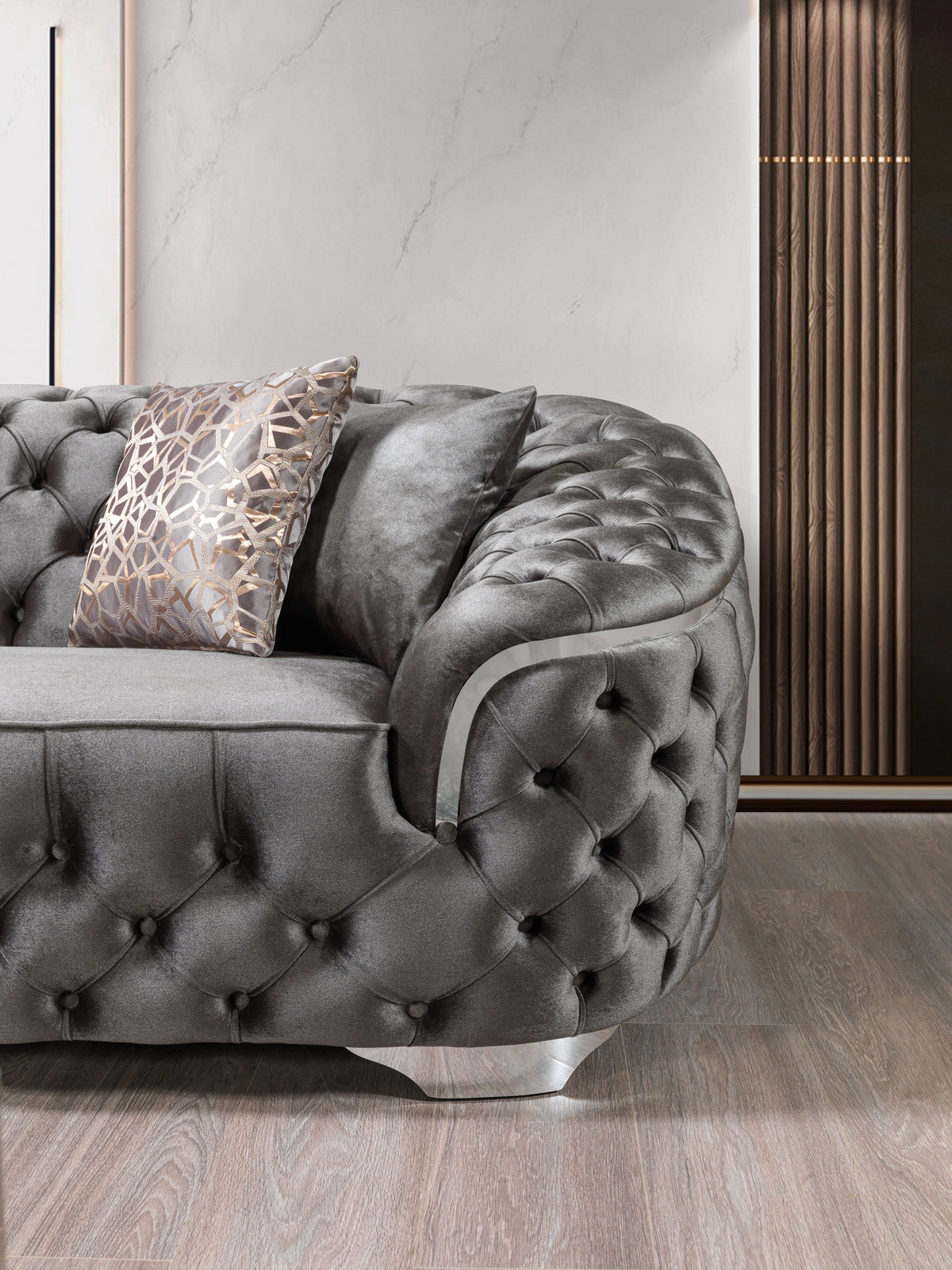Lupino Gray Velvet Loveseat 79" from Nova Furniture - Luna Furniture
