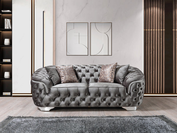 Lupino Gray Velvet Loveseat 79"