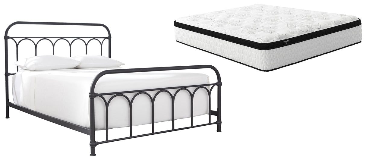 Nashburg Queen Metal Bed with Mattress in Black from Ashley Furniture - Luna Furniture