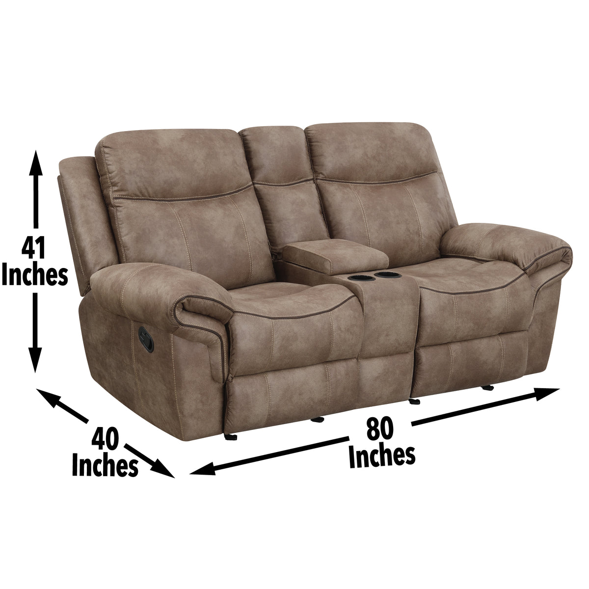 Nashville Cocoa Manual Glider Recliner Console Loveseat from Steve Silver - Luna Furniture