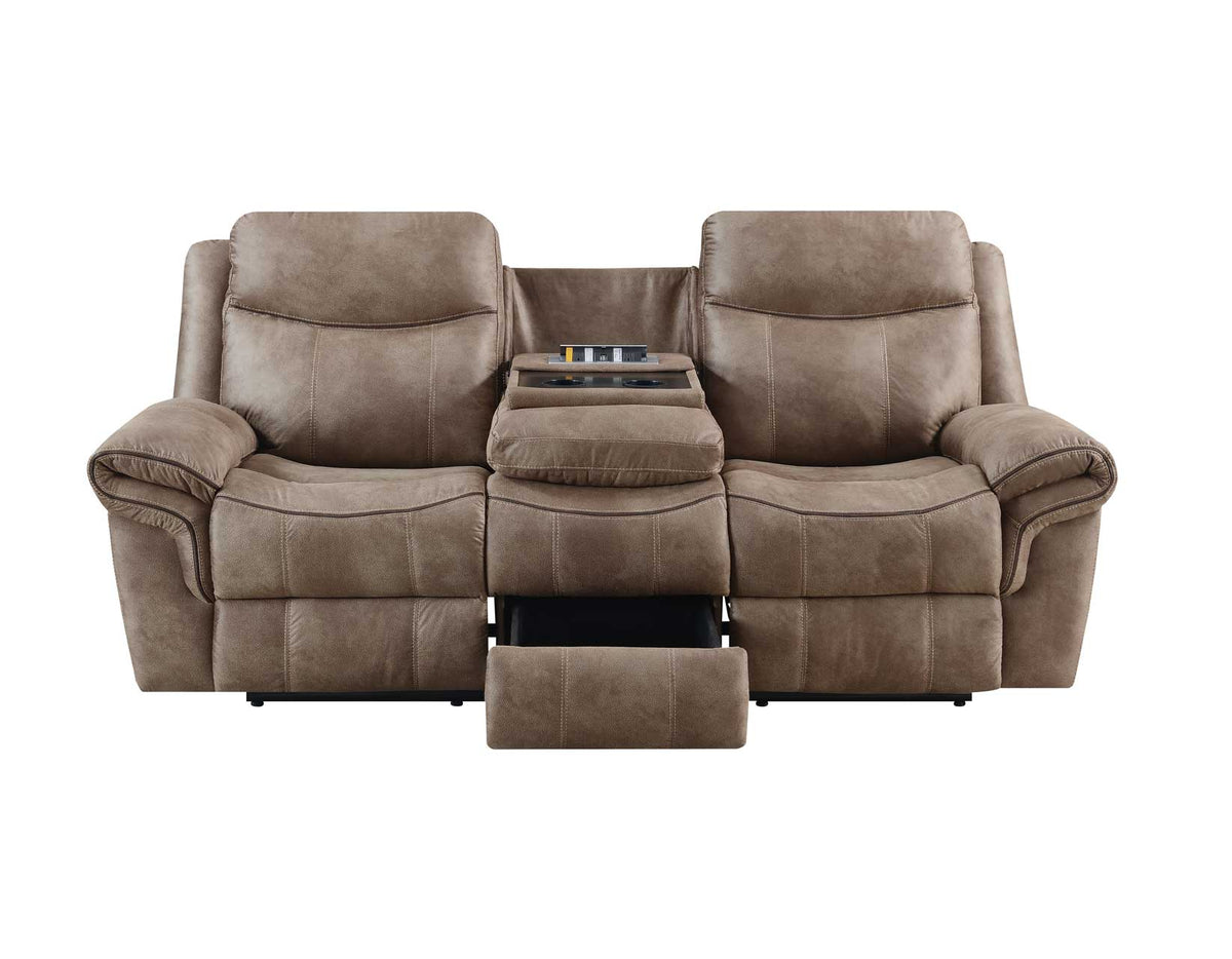 Nashville Cocoa Reclining Sofa with Drop-Down Console from Steve Silver - Luna Furniture