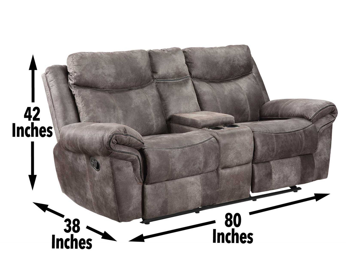 Nashville Gray Manual Glider Recliner Console Loveseat from Steve Silver - Luna Furniture