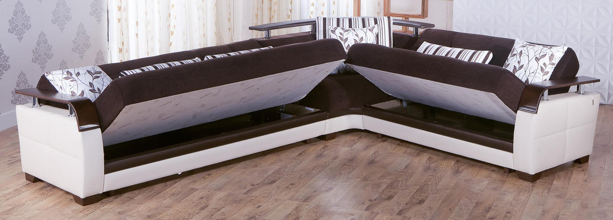 Natural Colins Brown Storage Sleeper Sectional from Bellona - Luna Furniture