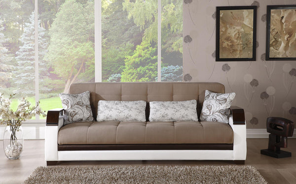 Natural Naomi Light Brown 3-Seat Sleeper Sofa