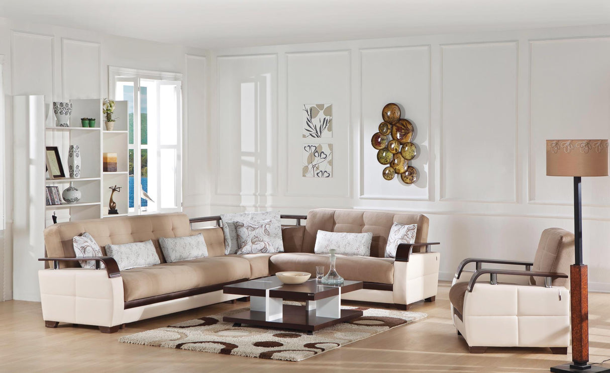 Natural Naomi Light Brown Storage Sleeper Sectional from Bellona - Luna Furniture