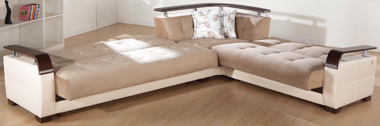Natural Naomi Light Brown Storage Sleeper Sectional from Bellona - Luna Furniture