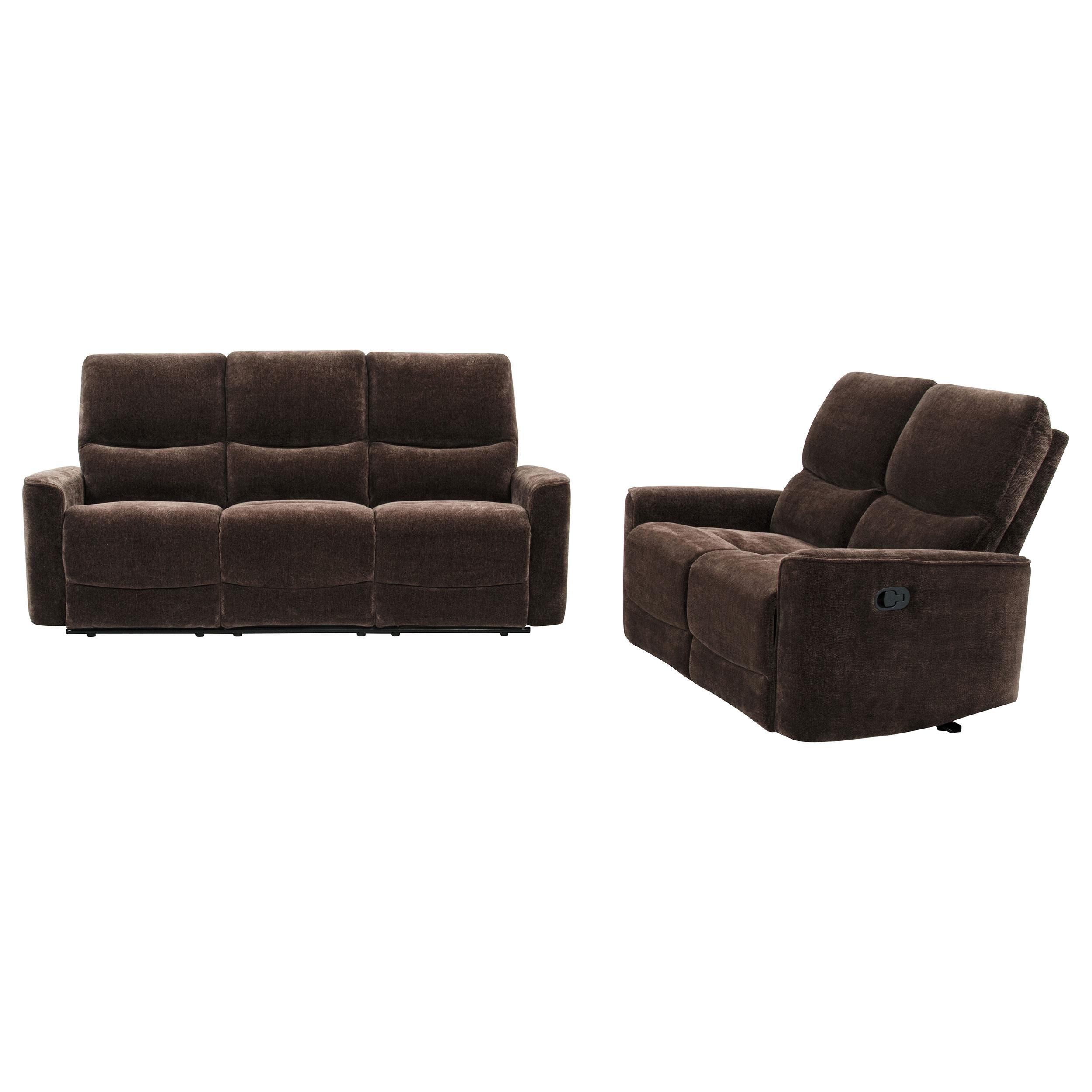 Navarro Dark Brown 2-Piece Upholstered Reclining Sofa Set – Luna